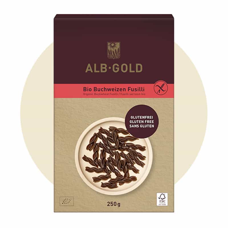 Paquet de pâtes Fusilli au sarrasin biologique sans gluten