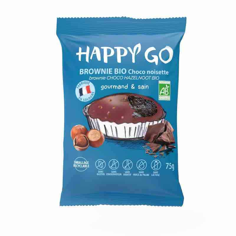 Brownie bio au chocolat noisette sans gluten - Happy Go Brownie bio au chocolat noisette sans gluten - Happy Go