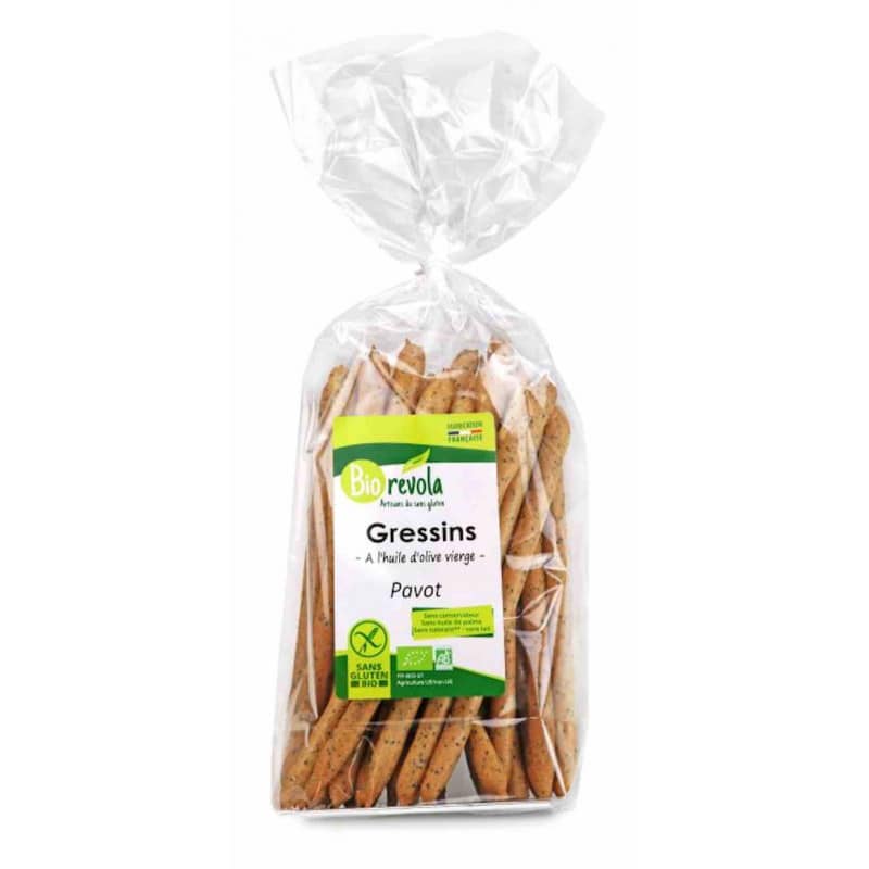 Gressins graines de pavot bio sans gluten biorevola