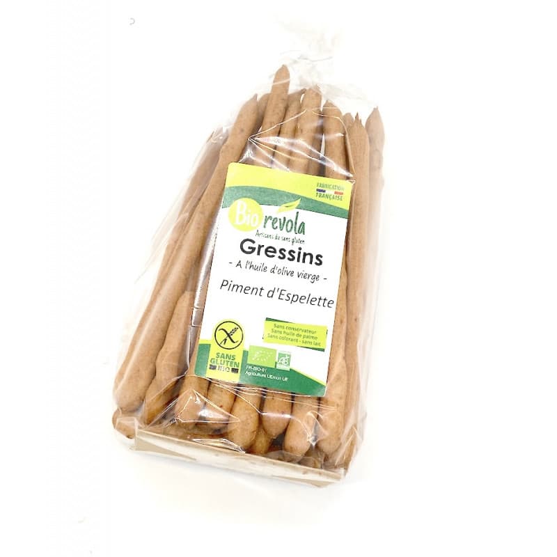 Gressins sans gluten et bio au piment d'Espelette Biorevola