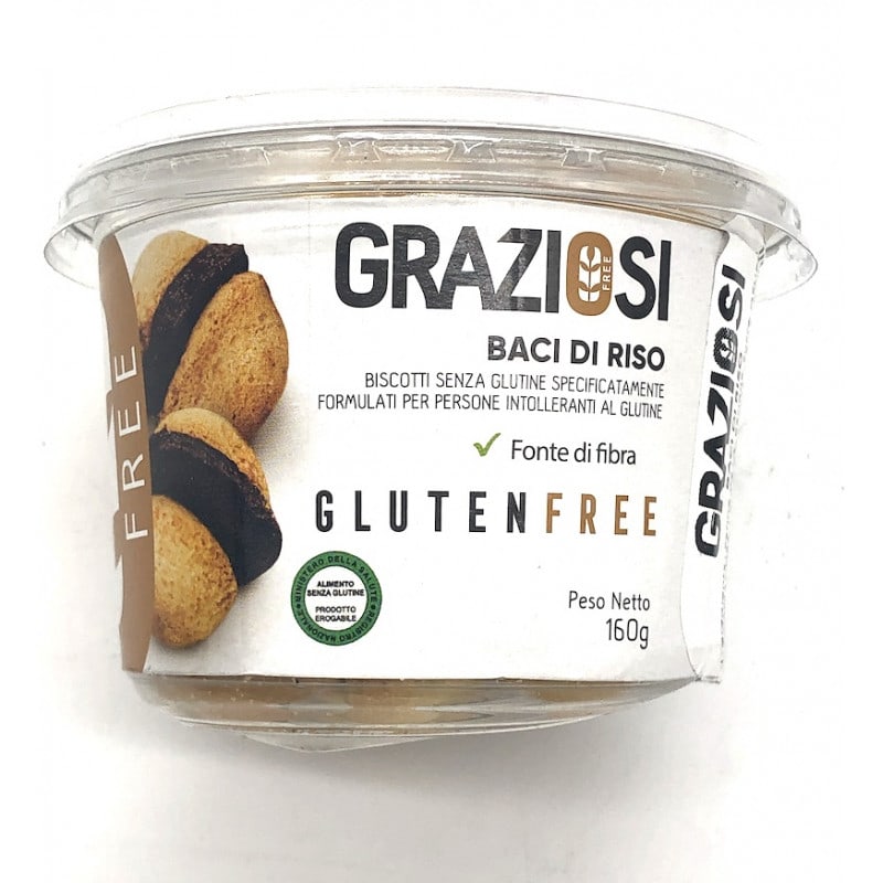 Boite de biscuits Baci di Riso au chocolat sans gluten - Graziosi