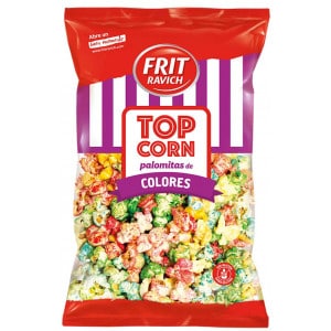 Sachet de pop-corn colorés et sucrés sans gluten Frit Ravich