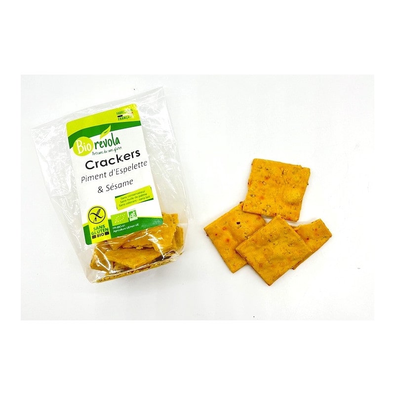 Crackers sans gluten bio au piment d'Espelette sésame Biorevola