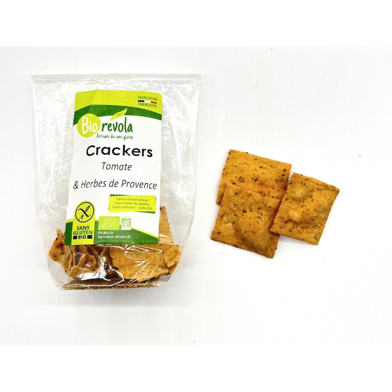 Sachet de crackers tomate herbes de Provence bio sans gluten Biorevola