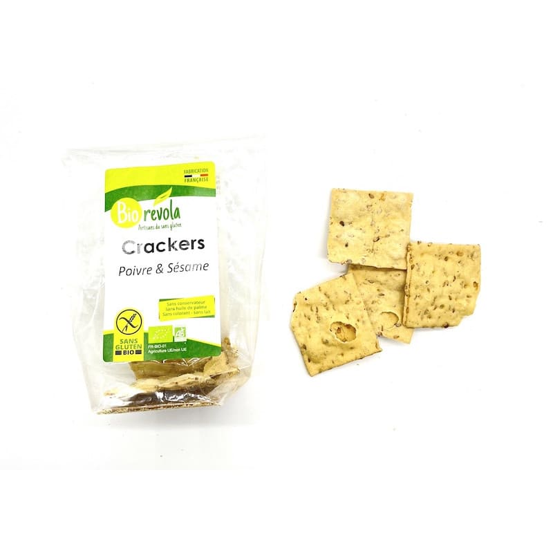 Crackers au poivre sésame bio sans gluten Biorevola
