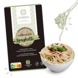 Paquet de spaghetti fraîches sans gluten Komeko et sans allergènes