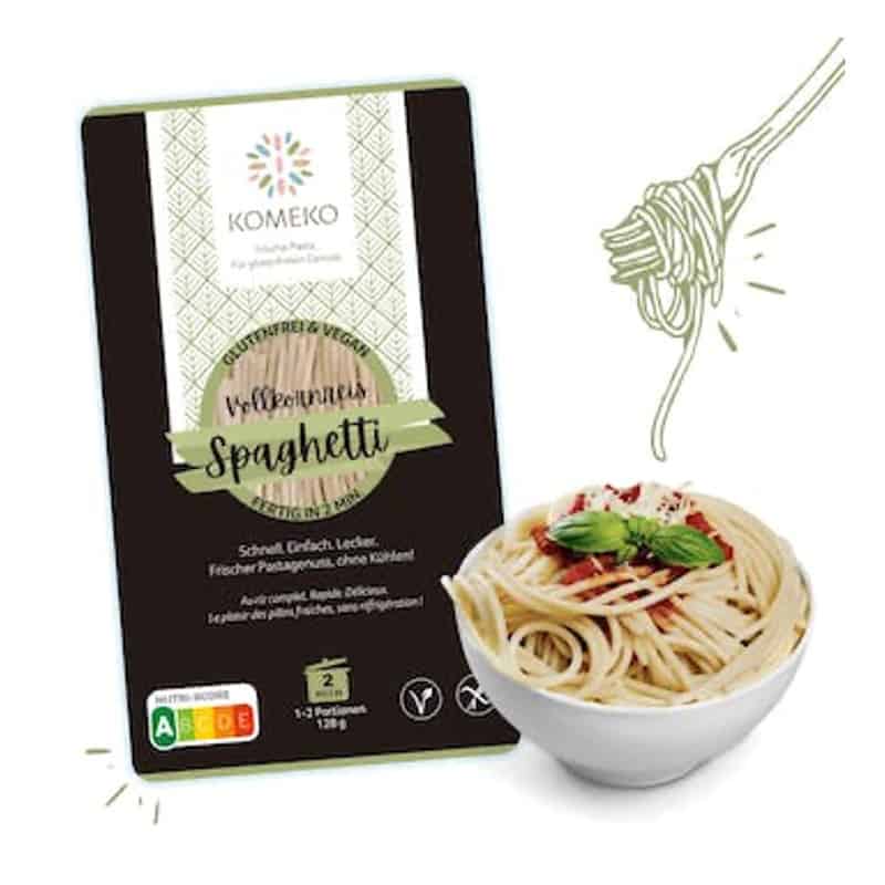 Paquet de spaghetti fraîches sans gluten Komeko et sans allergènes