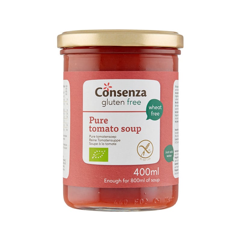 Pot de soupe de tomates instantanée sans gluten et bio - Consenza