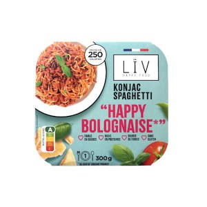 Barquette de plat préparé konjac spaghetti Happy Bolognaise sans gluten - LIV