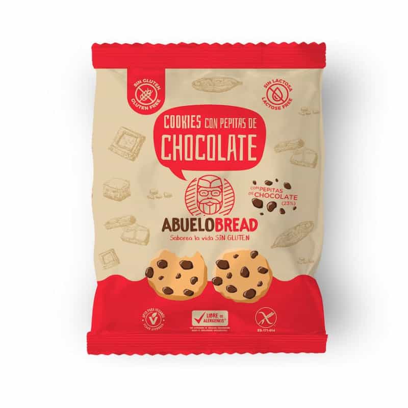 Sachet de cookies aux pépites de chocolat sans gluten et vegan - Abuelobread