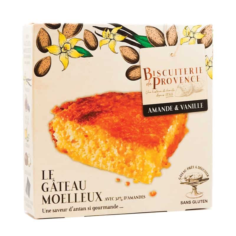 Boite d'amandier sans gluten à la vanille de  la Biscuiterie de Provence.