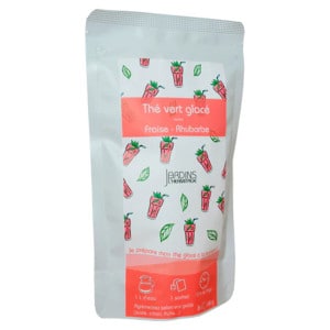 Sachet de 8 dosettes de thé glacé fraise rhubarbe sans gluten - Jardins de l'Hermitage