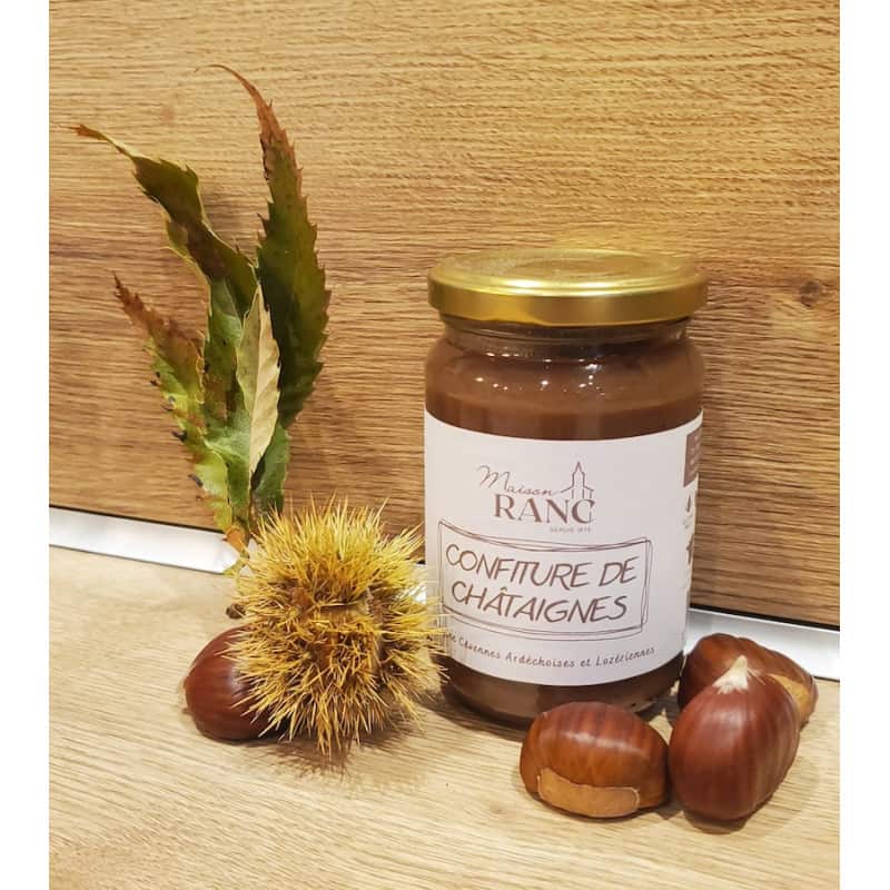 Présentation pot de Confiture de châtaignes sans gluten - Maison Ranc