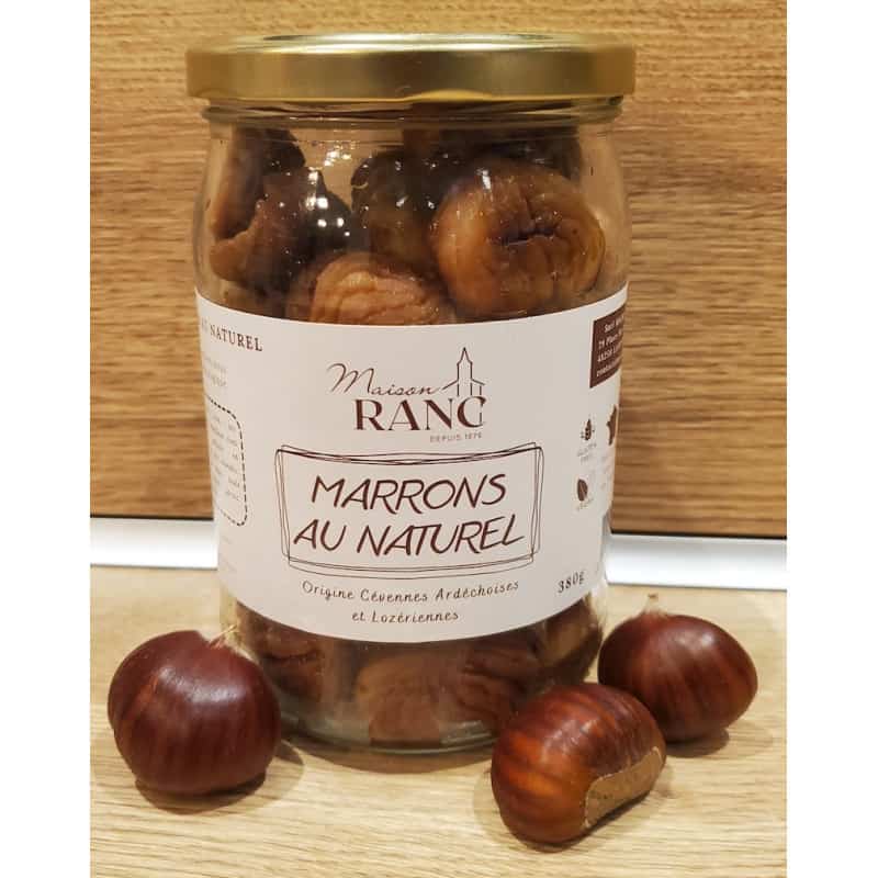 Présentation d'un pot de marrons au naturel bio et sans gluten - Maison Ranc