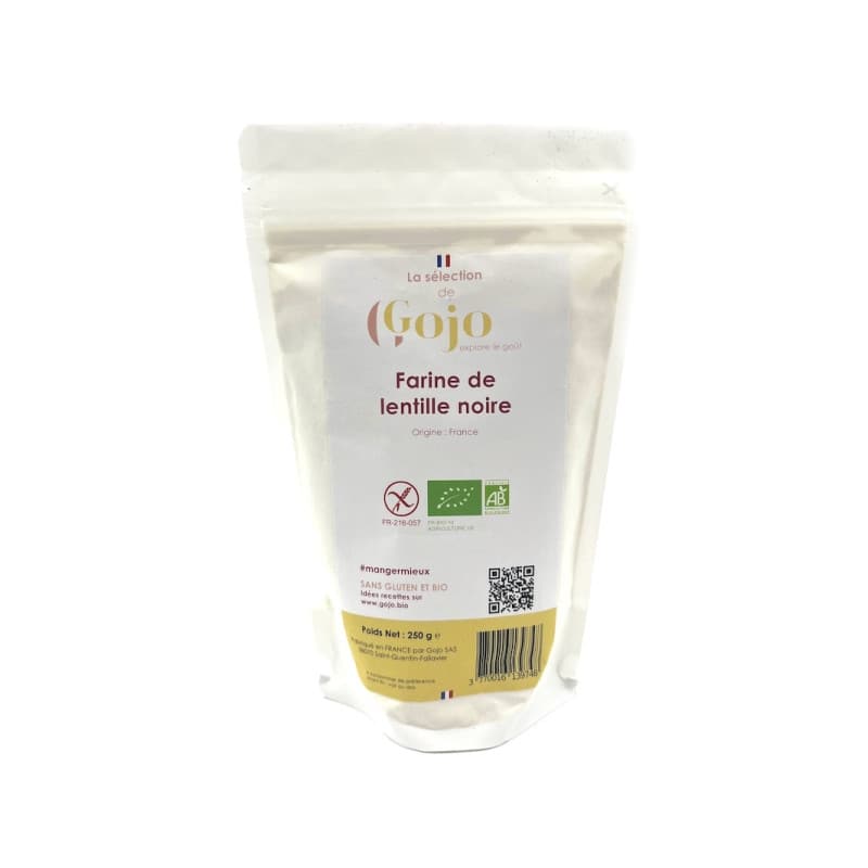 Sachet de farine de lentilles noires sans gluten et bio - Gojo