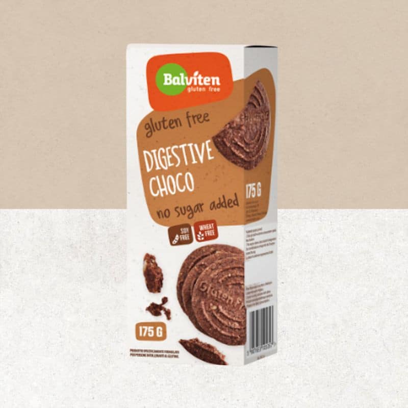 Paquet de biscuits digestifs au chocolat balviten sans gluten