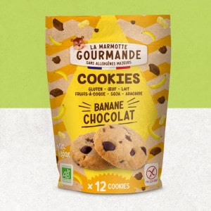 Sachet de cookies sans gluten banane pépites de chocolat - La Marmotte Gourmande