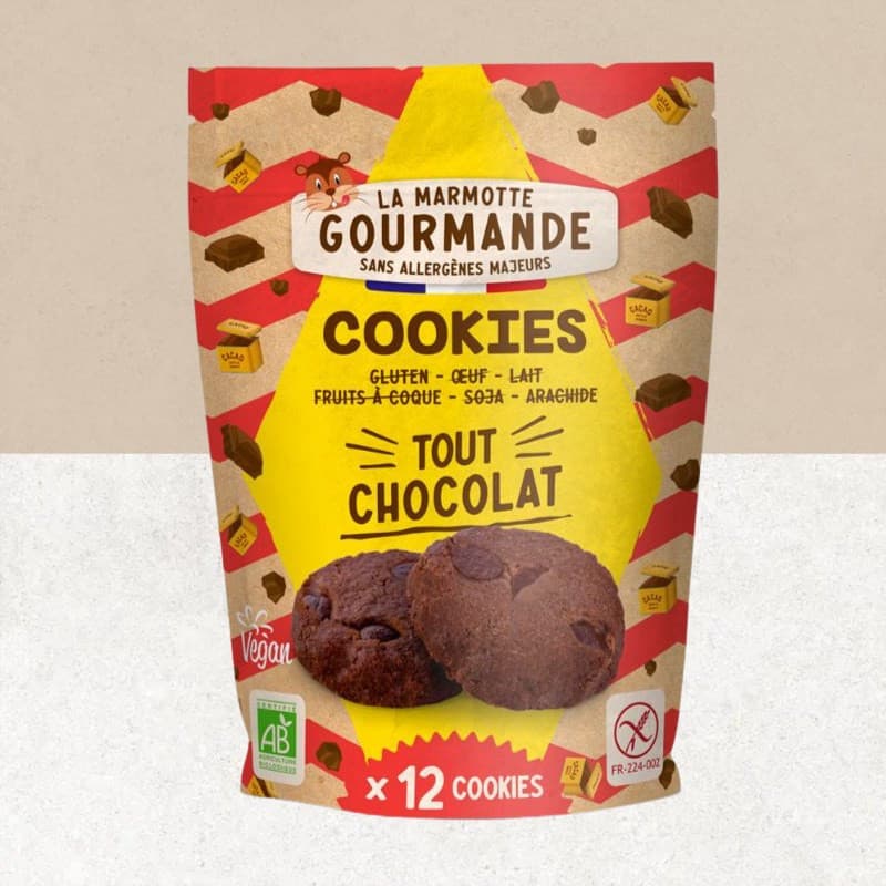 Sachet de cookies sans gluten tout chocolat - La Marmotte Gourmande