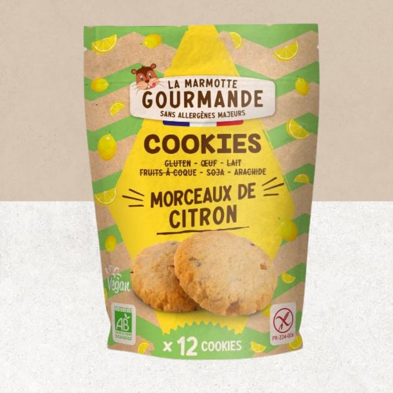 Sachet de cookies sans gluten aux zestes de citron - La Marmotte Gourmande