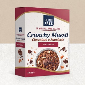 Paquet de muesli croquant sans gluten au chocolat et amandes - Nutri free