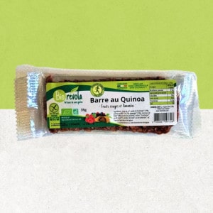 Barre au quinoa fruits rouges amandes sans gluten - Biorevola