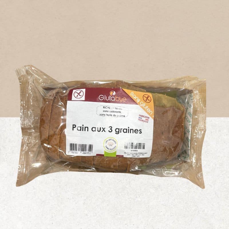 Sachet de pain tranché sans gluten aux 3 graines - Glutabye