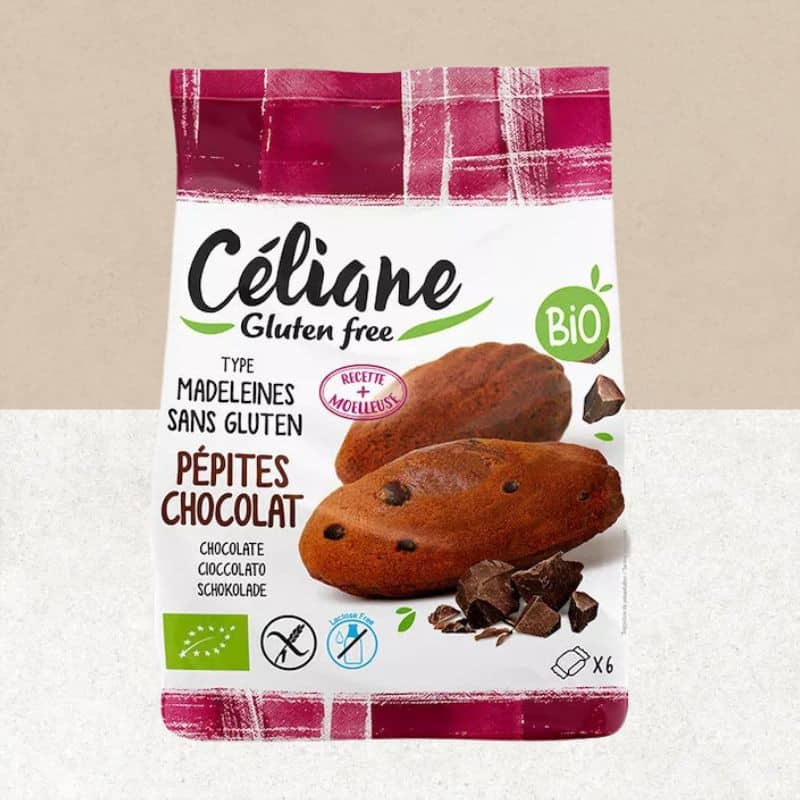 Sachet de madeleines aux pépites de chocolat sans gluten et bio - Céliane