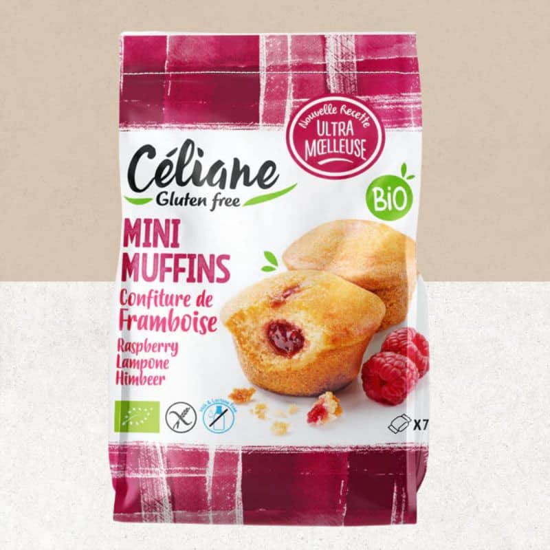Sachet de mini muffins sans gluten saveur framboise - Céliane