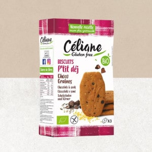 Biscuits petit déjeuner sans gluten et bio au chocolat et graines - Céliane