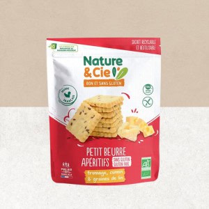 Sachet de petit-beurre apéritif fromage, cumin et graines de lin - Nature et Cie