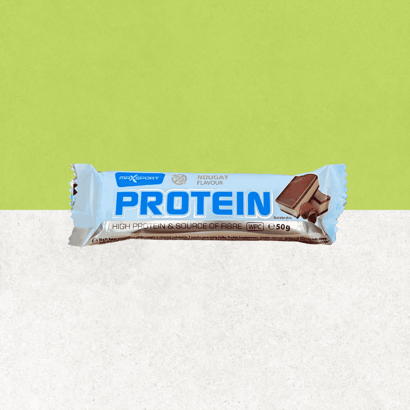 Barre sans gluten protéinée saveur nougat - MaxSport Barre sans gluten protéinée saveur nougat - MaxSport