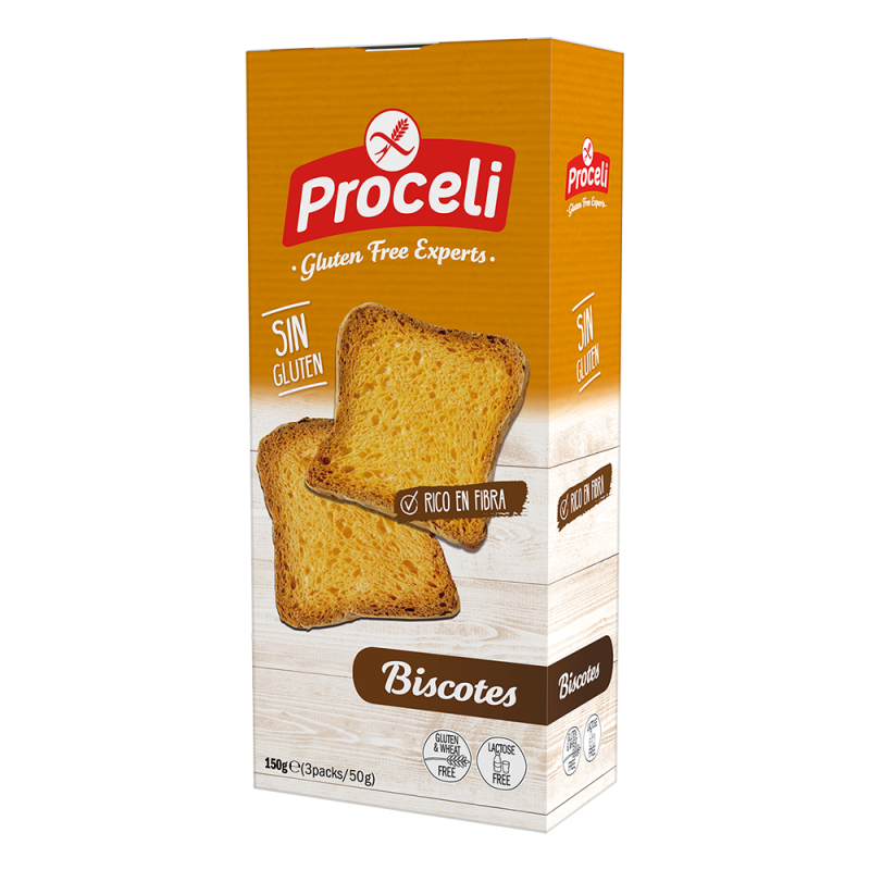 Paquet de biscottes sans gluten et sans lactose Proceli Paquet de biscottes sans gluten et sans lactose Proceli