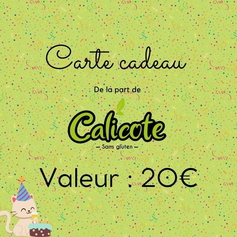Carte cadeau sans gluten d'une valeur de 20€ - Calicote Carte cadeau sans gluten d'une valeur de 20€ - Calicote