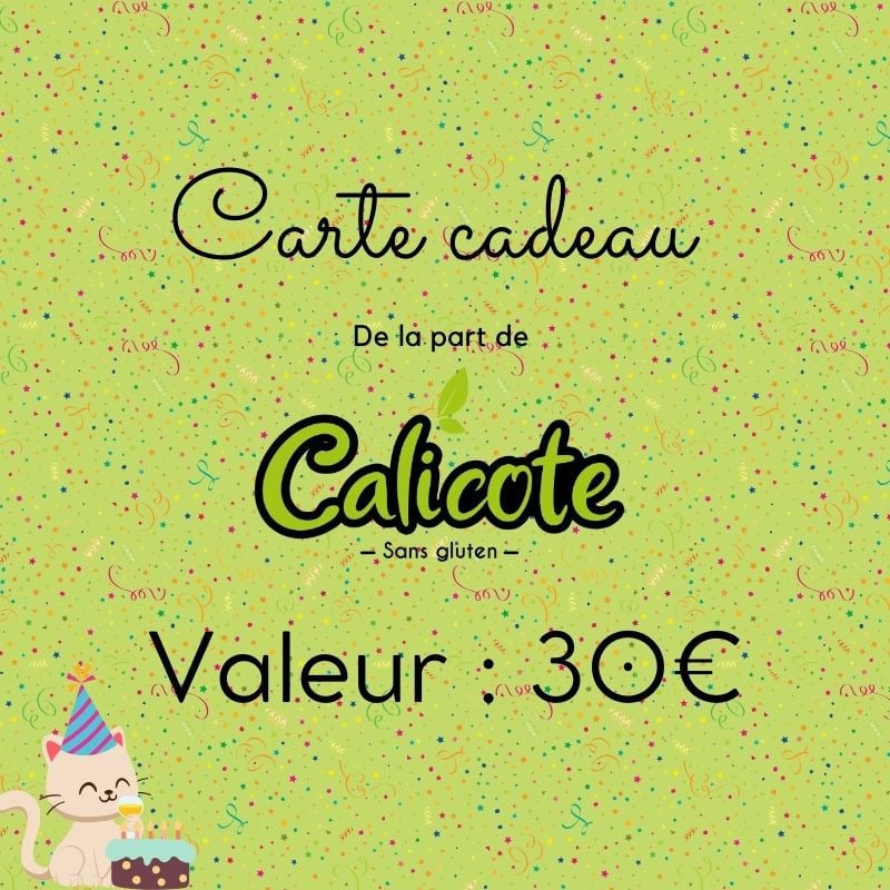 Carte cadeau sans gluten d'une valeur de 30€ - Calicote Carte cadeau sans gluten d'une valeur de 30€ - Calicote