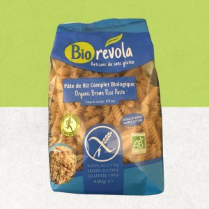 Sachet de pâtes fusilli sans gluten et bio au riz complet - Biorevola