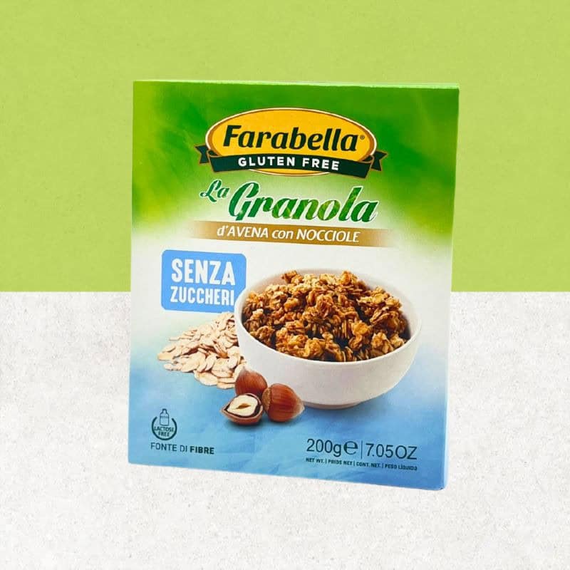 Paquet de granola sans gluten et sans sucre à l'avoine et aux noisettes - Farabella
