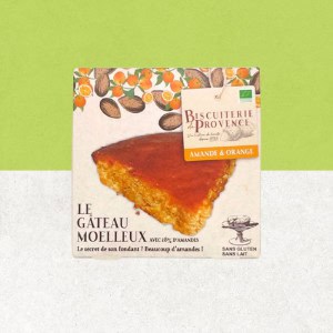 Boite de gâteau moelleux orange et amandes sans gluten - La Biscuiterie de Provence