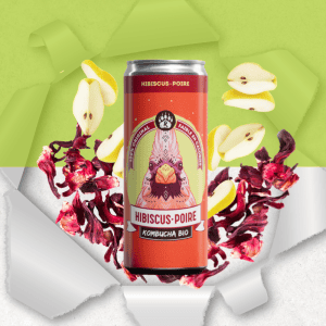 Canette de Kombucha sans gluten hibiscus poire 33cl - Bio Brasseurs