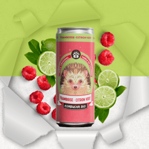 Canette de Kombucha naturellement sans gluten bio framboise et citron vert - Bio Brasseurs