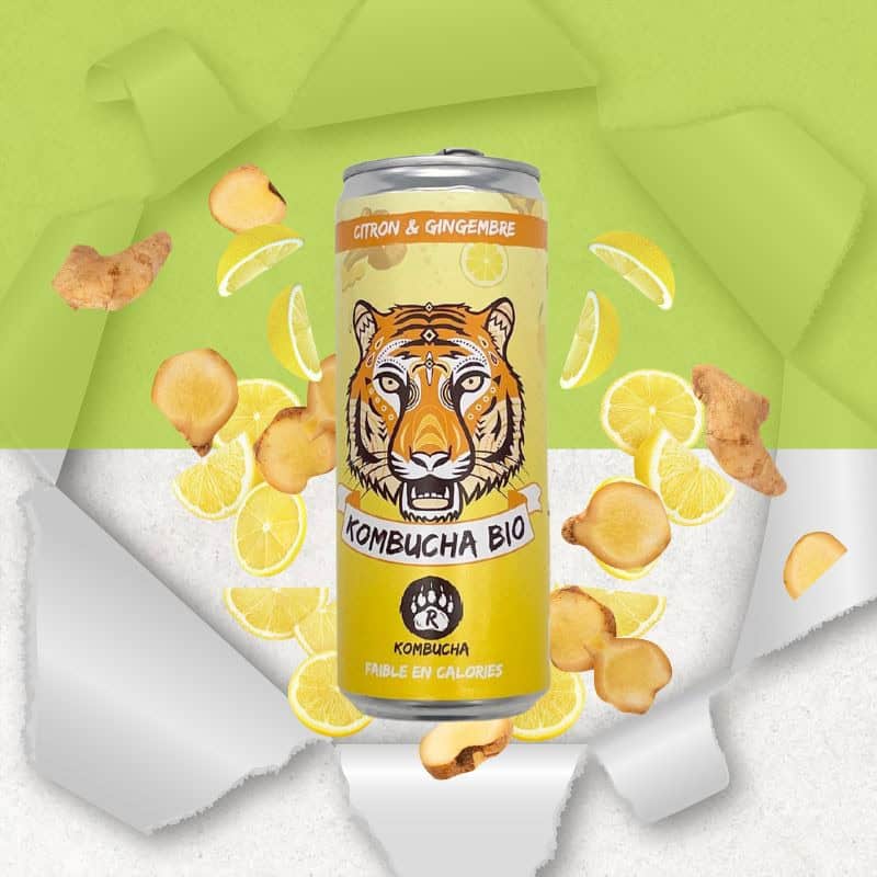 Canette de Kombucha citron gingembre naturellement sans gluten - Bio Brasseurs