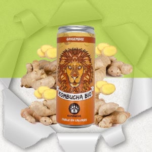 Canette de Kombucha au gingembre bio naturellement sans gluten - Bio Brasseurs