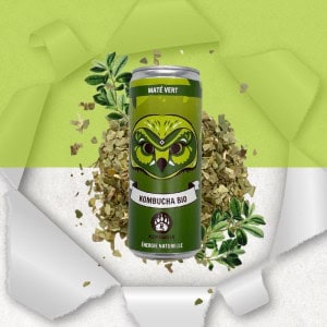 Canette de 33 cl Kombucha bio maté vert sans gluten - Bio Brasseurs