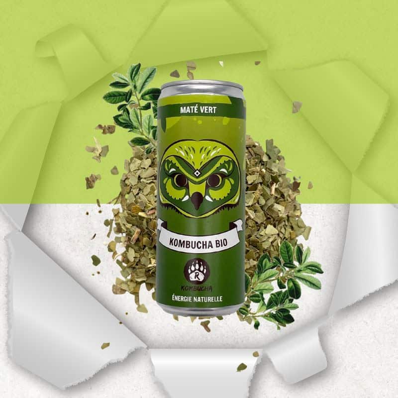 Canette de 33 cl Kombucha bio maté vert sans gluten - Bio Brasseurs