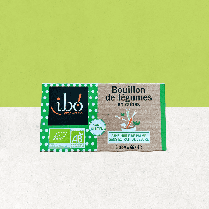 Boite de Bouillon de légumes en cubes bio et sans gluten - Ibo
