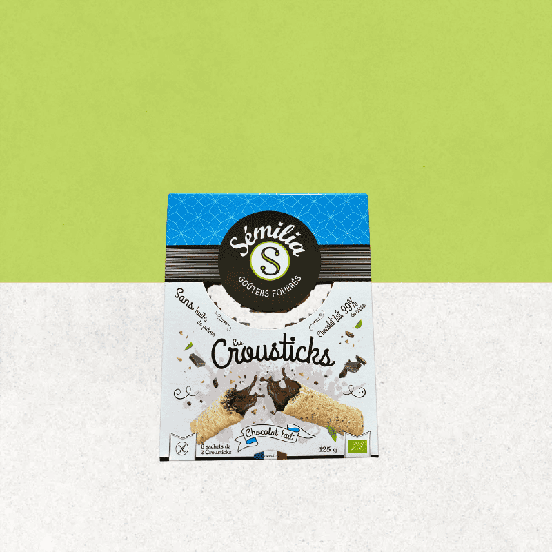 Paquet de croustiks chocolat lait bio sans gluten - Sémilia