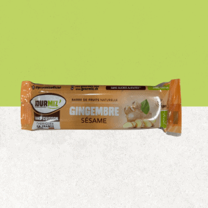 Barre de fruits bio sans gluten, gingembre frais et sésame - Gourmiz