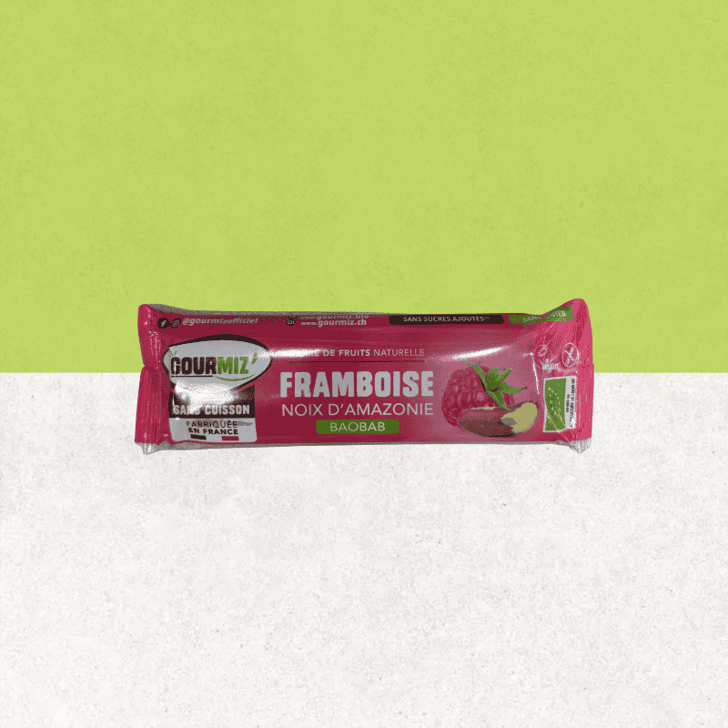 Barre de fruits bio sans gluten, framboises, noix d'amazonie - Gourmiz