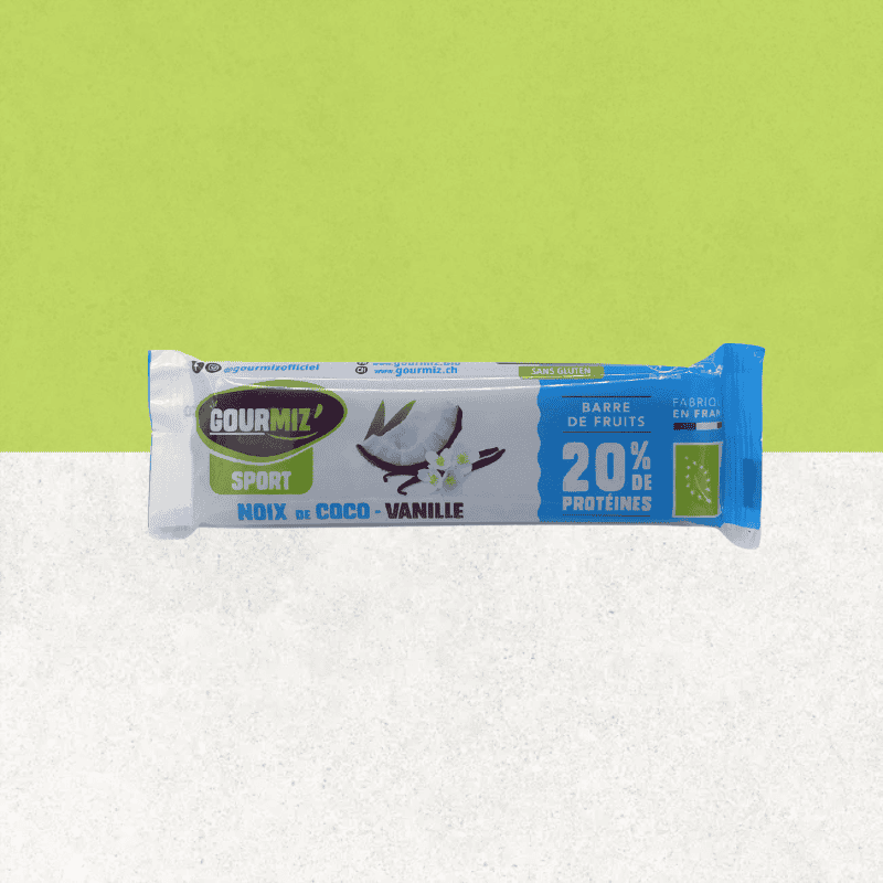 Barre de fruits protéinées bio sans gluten, noix de coco-vanille - Gourmiz