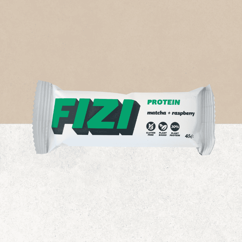 Barre sans gluten protéinée goût matcha framboise - Fizi