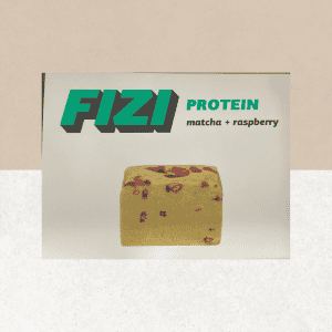Intérieur barre sans gluten protéinée goût matcha framboise - Fizi